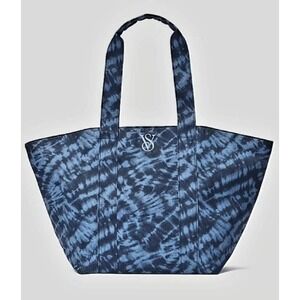 Victoria's Secret Tote Bag Womens Blue Tie Dye Beach Strap Cary Zip Up New